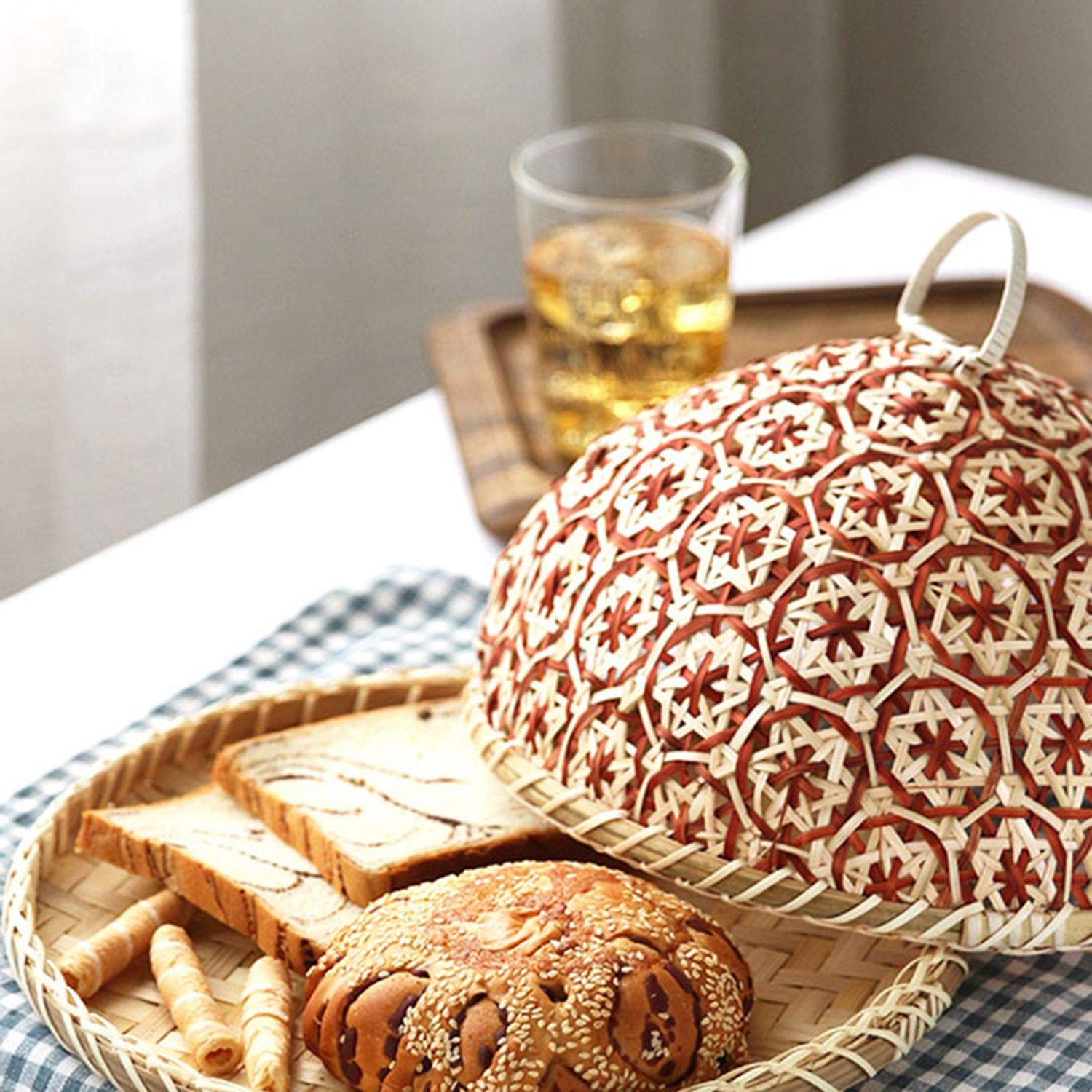 ULTECHNOVO Cesta de Frutas de Ratán Bandeja de Comida de Mimbre Tejida