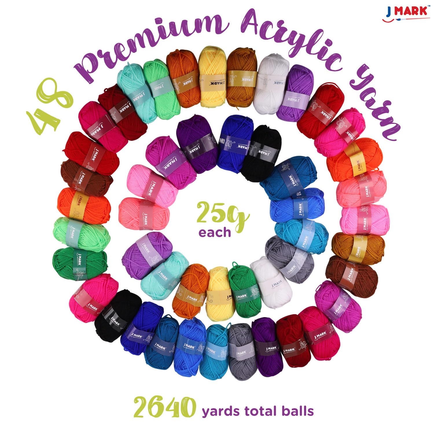 Premium Crochet Kit -Includes 2,640 Yards of Acrylic Yarn for Crocheting Complete Crochet Set