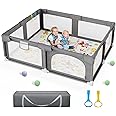 Palopalo Baby Playpen, 71"x59" Extra Large Playard for Babies and Toddlers, Baby Activity Center with 8 Suction Cup Bases, In