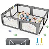 Palopalo Baby Playpen, 71"x59" Extra Large Playard for Babies and Toddlers, Baby Activity Center with 8 Suction Cup Bases, In