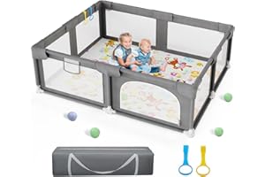 Palopalo Baby Playpen, 71"x59" Extra Large Playard for Babies and Toddlers, Baby Activity Center with 8 Suction Cup Bases, In