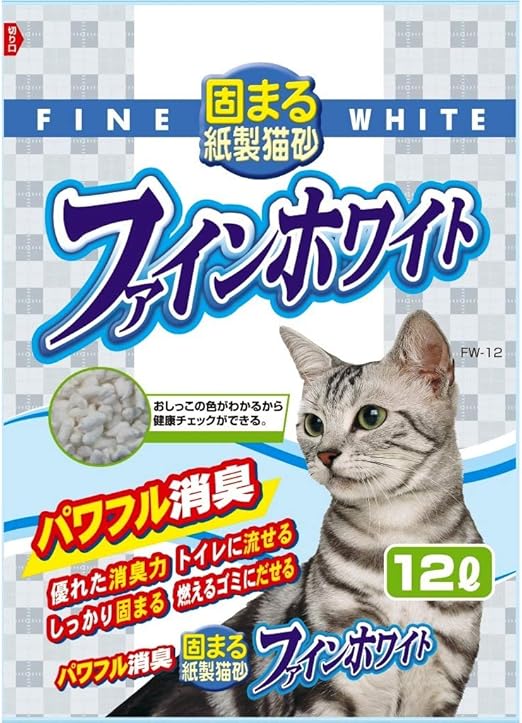 Amazon 常陸化工 オシッコの色がわかる紙製猫砂 ファインホワイト 12l 常陸化工 猫砂 通販