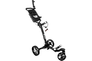 Axglo V2 Golf Cart | 3-Wheel Push Cart | Lightweight & Compact | 360° Swivel Front Wheel | Hand Brake | One-Step Folding | Dual Braking | Large Storage | Adjustable Handle | Cup & Umbrella Holder