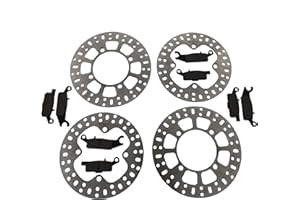 CYCLEATV Front & Rear Brake Pads & Brake Rotors fits 2007-2013 Yamaha 700 Grizzly YFM700