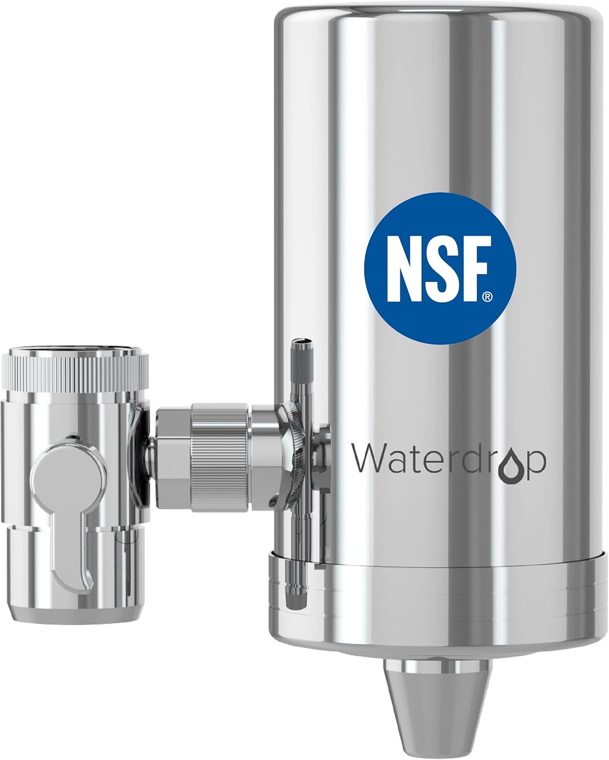 Waterdrop WD-FC-06 NSF Certified Stainless-Steel Faucet Water Filter, Carbon Block Water Filtration System, Tap Water Filter, Reduces Chlorine, Heavy Metals and Bad Taste (1 Filter Included): Kitchen & Dining