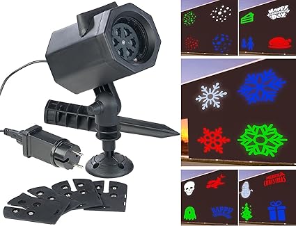 Lunartec Lichtprojektor: RGBW-LED-Projektor mit 5 Motiven für innen & außen, 4,6 Watt, IP44 (Motiv Licht Projektoren)