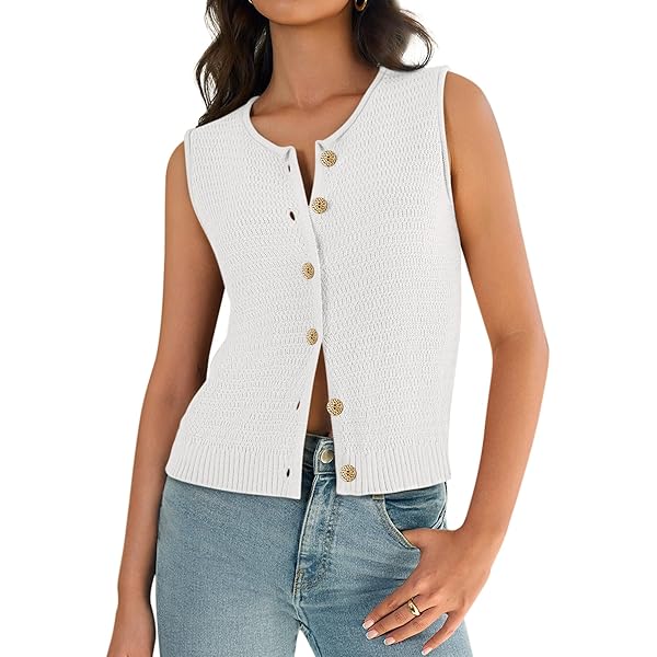 Meihuida Women Vest Top Tie Front Y2k Crochet Knit V Neck