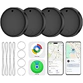 eirix Dual System Smart Tag Tracker for iOS and Android, Smart Bluetooth Tracker Work with Apple Find My or Google Find Hub App, Keys Finder Item Locator, IP67 Waterproof (Black, 4 Pack)