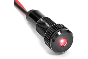 OZNIUM PLUG-N-PLAY Instrument Cluster LED Indicator Light Dash Bulbs. Aluminum Pilot Lights. Colored Acrylic Lens. Flush Panel Mount 5/16" 8mm 12V for Speedometer Odometer Tachometer (Black Bezel, Red LED)