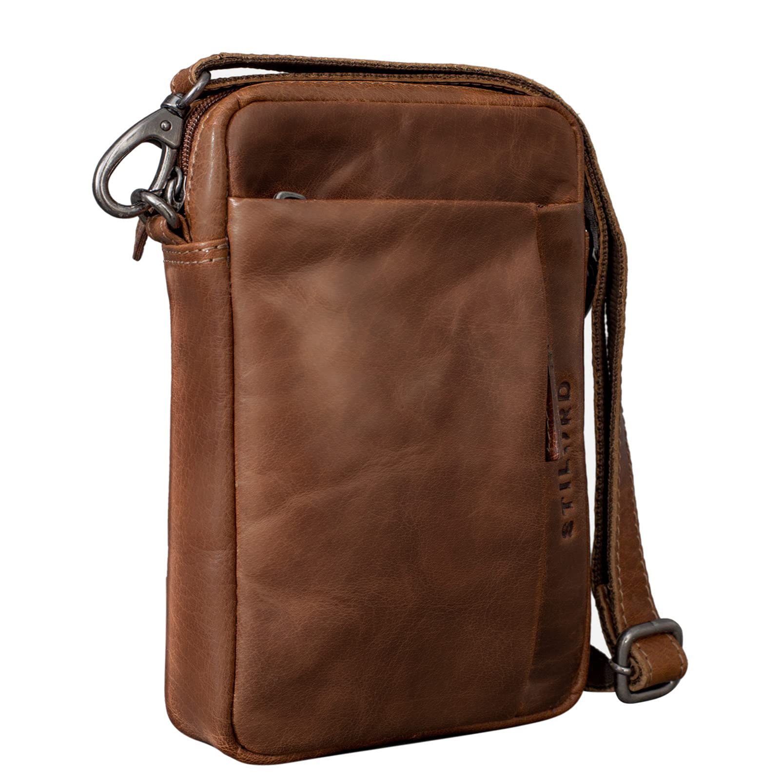 STILORD "Fiete" 2-in-1 Shoulder Bag/Wrist Bag Leather Men Vintage Hand Bag with Strap Small Cross Body Bag for Travel Journey Festival in Genuine Leather Colour:Sepia - Brown