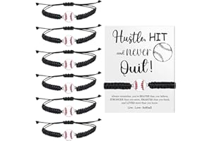 AIOMOB 12 Sets Sports Bracelets Gifts Adjustable Woven Bracelets with Inspirational Cards Volleyball Basketball Football Soccer Tennis Softball Gift for Spots Team Players Party Favors bulk