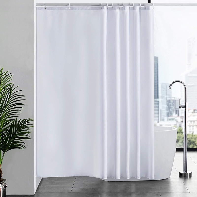 Furlinic Shower Curtain Mould Proof Polyester 200x200cm White 12 Hooks