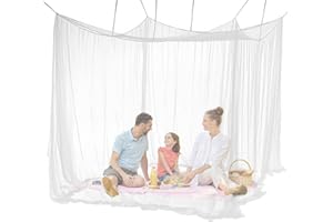 WANRU Mosquito Net for Bed - Mosquito Netting for Patio - Mosquito Tent with Patio, Camping, Outdoor and Travelling, with 1 Storage Bag, 8 Pegs, 8 Stoppers and 8 Pieces of 1.4m Blue Rope