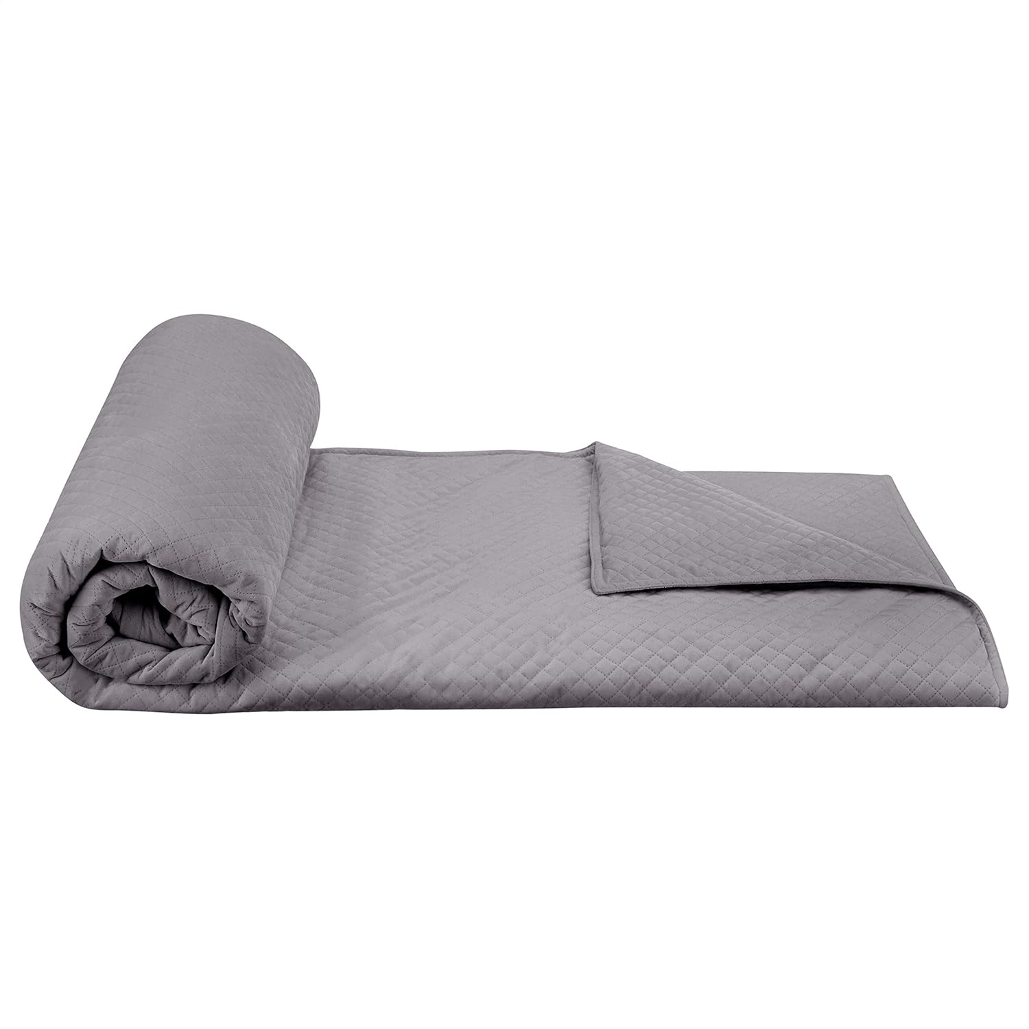 Basics Quilted Minky Weighted Blanket Cover - 60" x 80" (Full/Queen), Dark Grey: Home & Kitchen