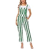 Magrank Womens Striped Bibs Overalls Cotton Denim Coveralls Stretch Jeans Jumpsuit