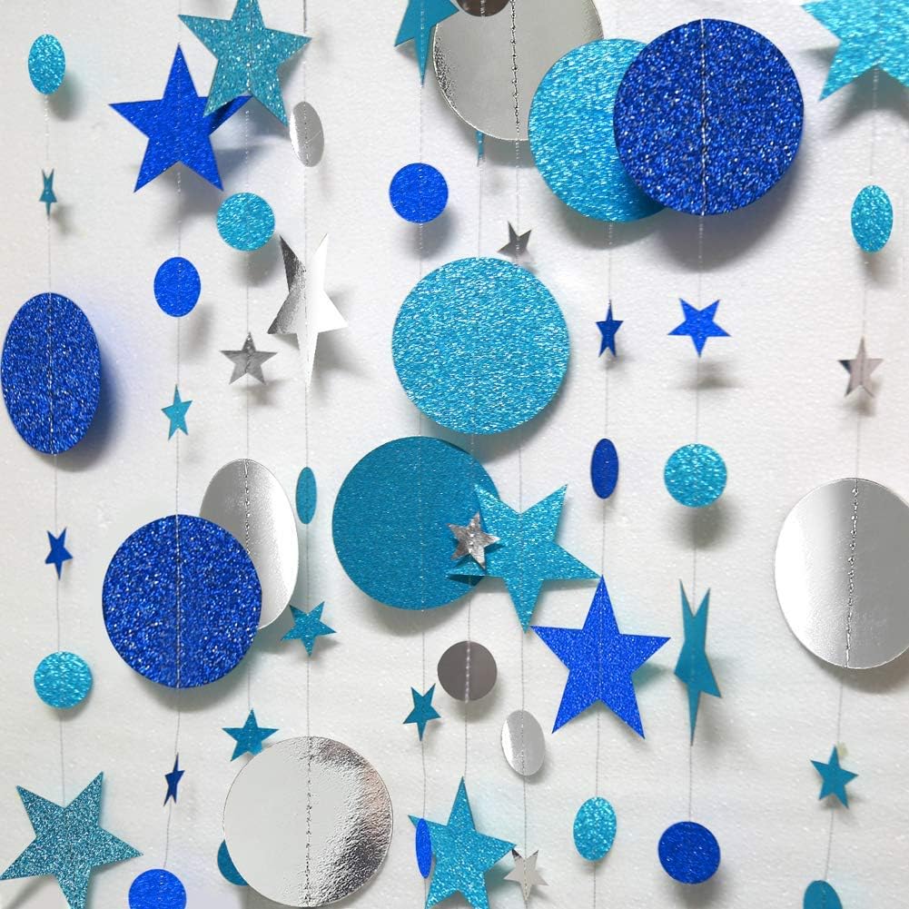 Glitter Star Circle Dot Garland, Twinkle Little Star Party Decorations Hanging Streamer Backdrop - View #3