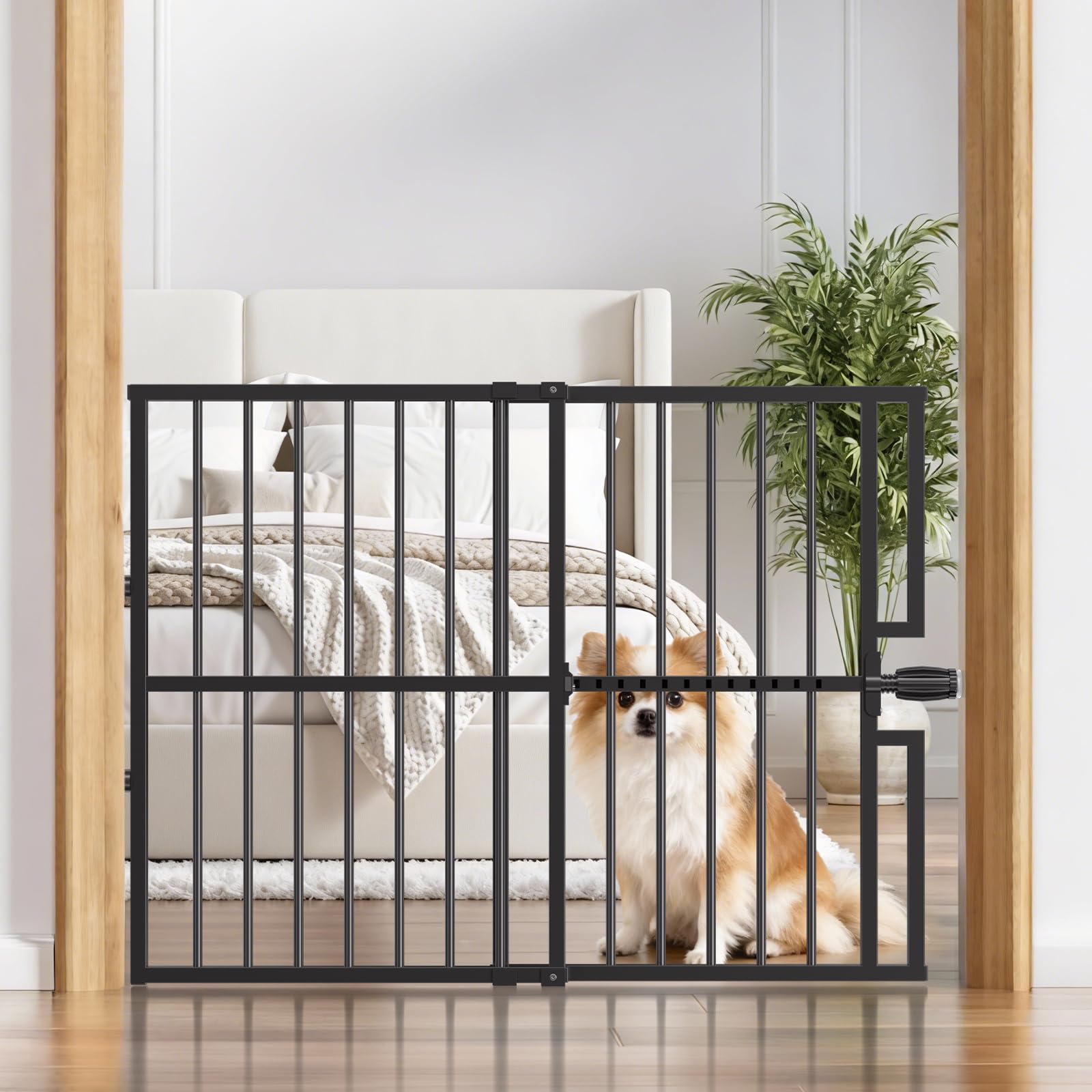 Photo 1 of 10-Second Quick Install Pressure Mounted Dog Gate for Pets and Kids,Adjustable 29'' to 43'' Wide Metal Pet Gate for Doorways Stairs,No Drilling,Expandable,30'' Tall Indoor Portable Safety Baby Gate