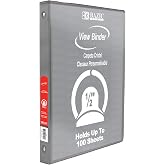 BAZIC 4101 1/2" Grey 3-Ring View Binder w/ 2-Pockets