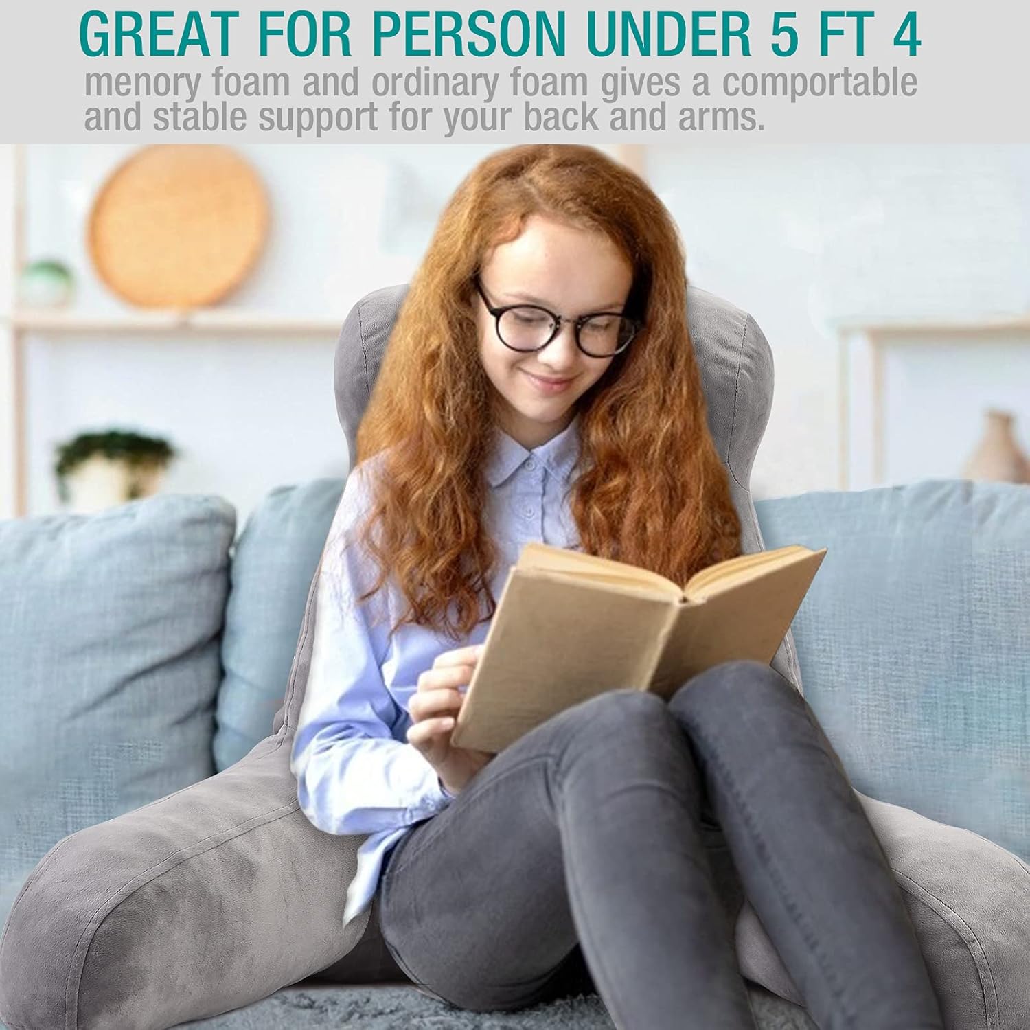 Vekkia Premium Soft Reading & Bed Rest Pillow, Ergonomic Design, Integrated Style. Perfect Neck/Back Support for Kids Reading/Watching TV/Sitting in Bed - Extra Foams Incl. Large- 18': Home & Kitchen