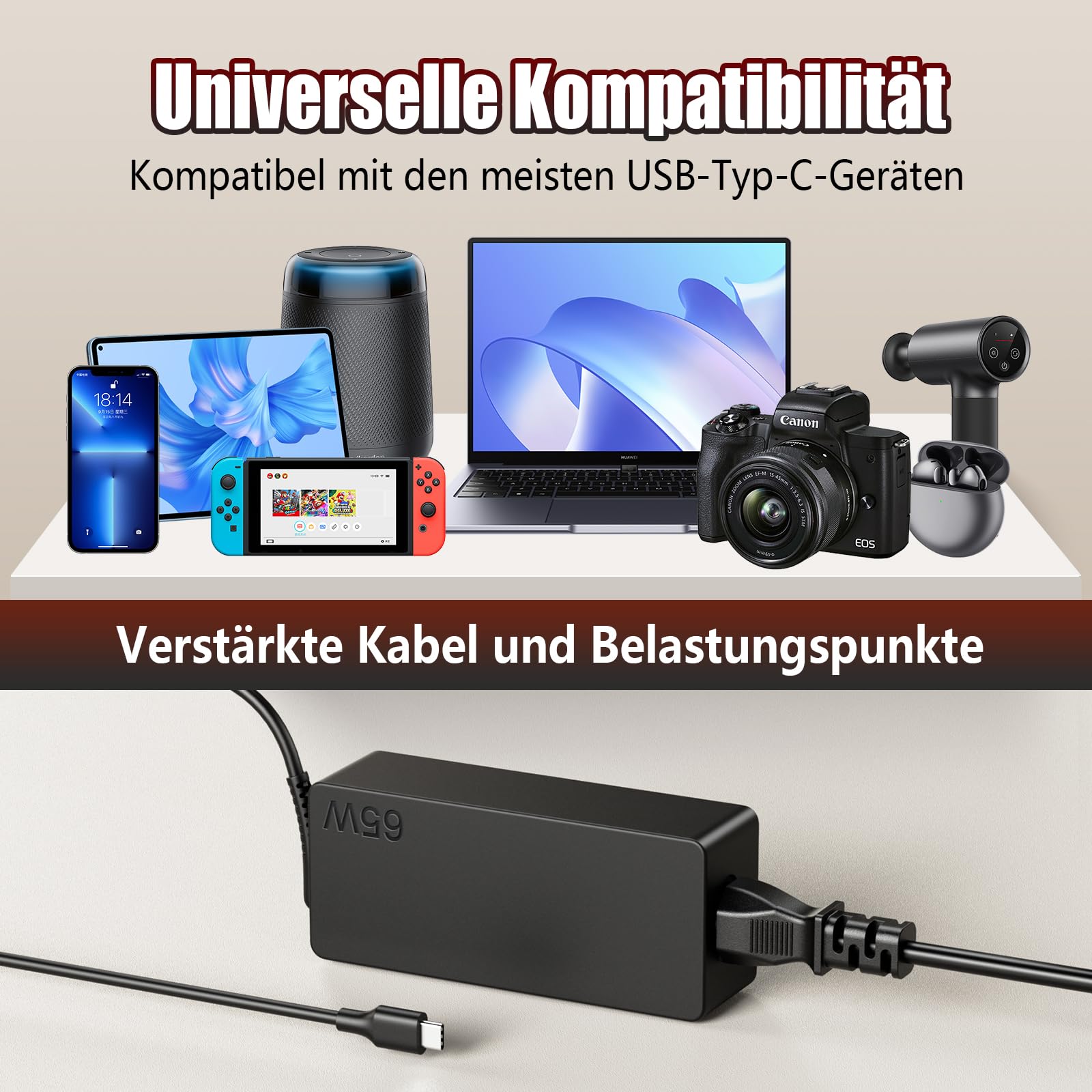 Laptop Ladekabel USB C 65W Netzteil für Lenovo Thinkpad Type C Ladegerät 4