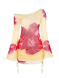 ZAFUL Womens Swimsuit Cover Up Dress Off Shoulder