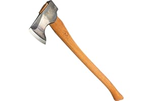 COUNCIL TOOL Wood-Craft Pack Axe - 2 lb Camping Axe, 24" Curved Hickory Handle with Leather Sheath, Made in The USA - WC20PA24C