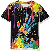 Neemanndy Teens Boys Girls Shirts 3D Print Colorful Design Graphic Tee Shirt with Short Sleeve for Kids 6-16 Years