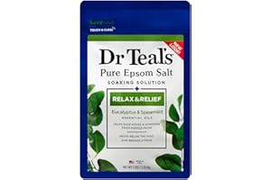 Dr Teal’s Epsom Salt Magnesium Soak, Relax & Relief with Eucalyptus & Spearmint Essential Oils, 3 lbs