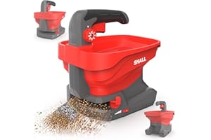 SHALL Battery Powered Fertilizer Spreader, 7.2V Rechargeable Seed Spreader for Salt, De-Icer, Earth Food, Grass Seed, 8-Level Settings and 3.3L Large Capacity Spreading up to 6458 sq.ft