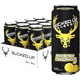 Bucked Up Energy Zero Sugar | 300mg Caffeine Energy Drink with AlphaSize TeaCrine Dynamine and Huperzine A | Zero Sugar Performance Beverage, 12 Pack, 16 fl oz Cans (Frosted Lemonade)
