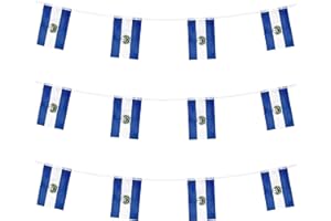 ZXvZYT Salvador Salvadorans Flag Banner String,Small Mini El Salvador Pennant flags,For Grand Opening,Olympics,National Sports Events,Party Festival Decorations(50 Feet 38 Flags)