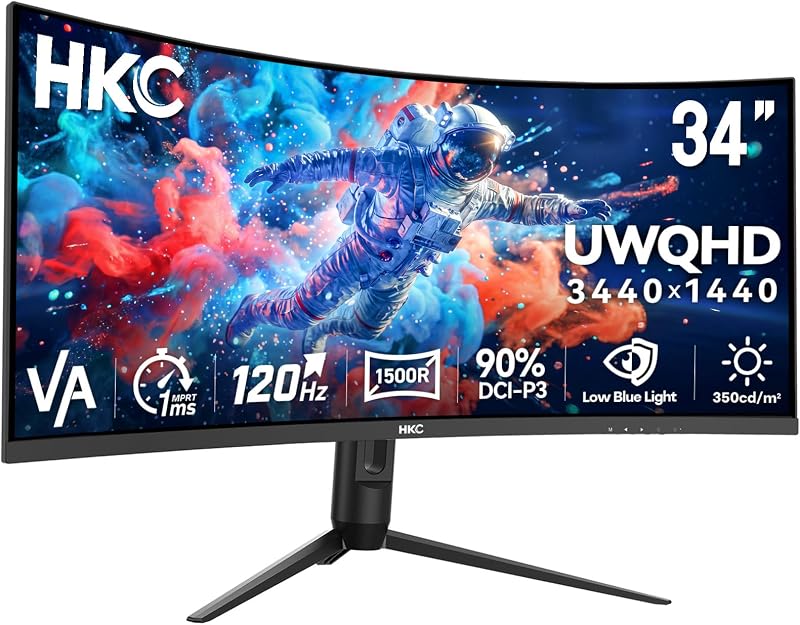Monitor Gaming Curvo 34 Pollici, UWQHD 120Hz, R1500, HDR400