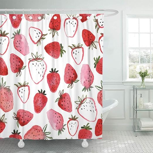 Amazon Com Emvency Shower Curtain Red Strawberry Of Abstract