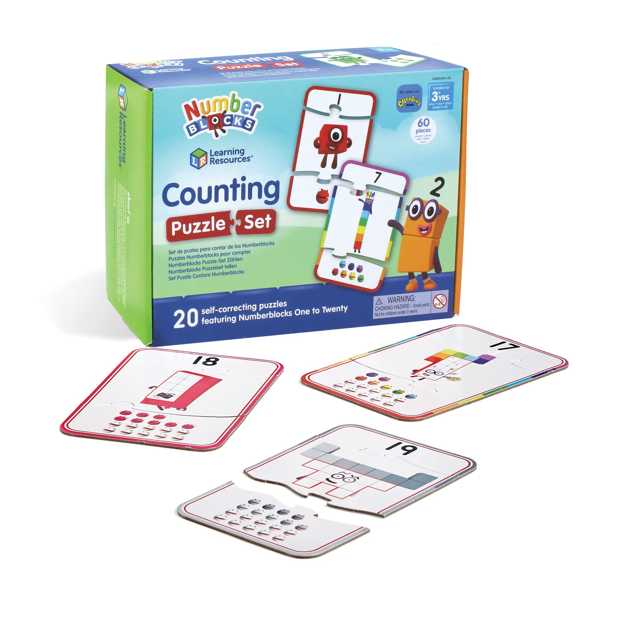 Learning Resources Numberblocks Counting Puzzle Set, Learn to Count from 1–20, Jigsaw Puzzle, Puzzles for 3 Year Old, 20 Educational in a Box, 3-Piece Puzzles, Ages 3+ One Size (HM95401-UK)