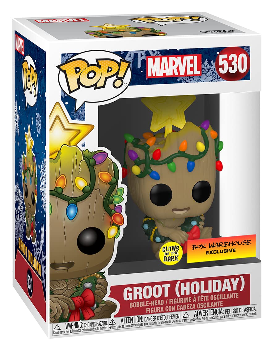 Funko Pop! Marvel Holiday Groot with Lights (Glow in The Dark), Exclusive
