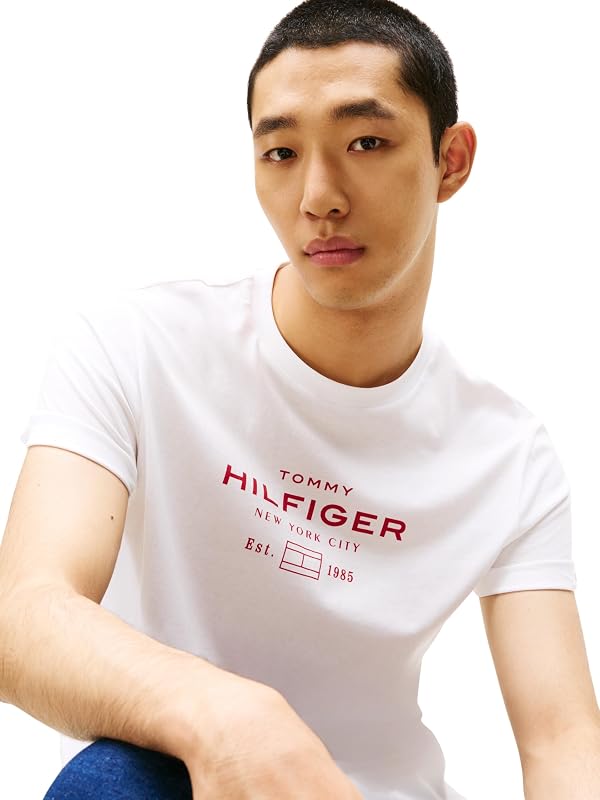 Herren T-Shirt Kurzarm Stack Graphic Tee mit Rundhalsausschnitt, Weiß (White), M — Foto 3 von 6
