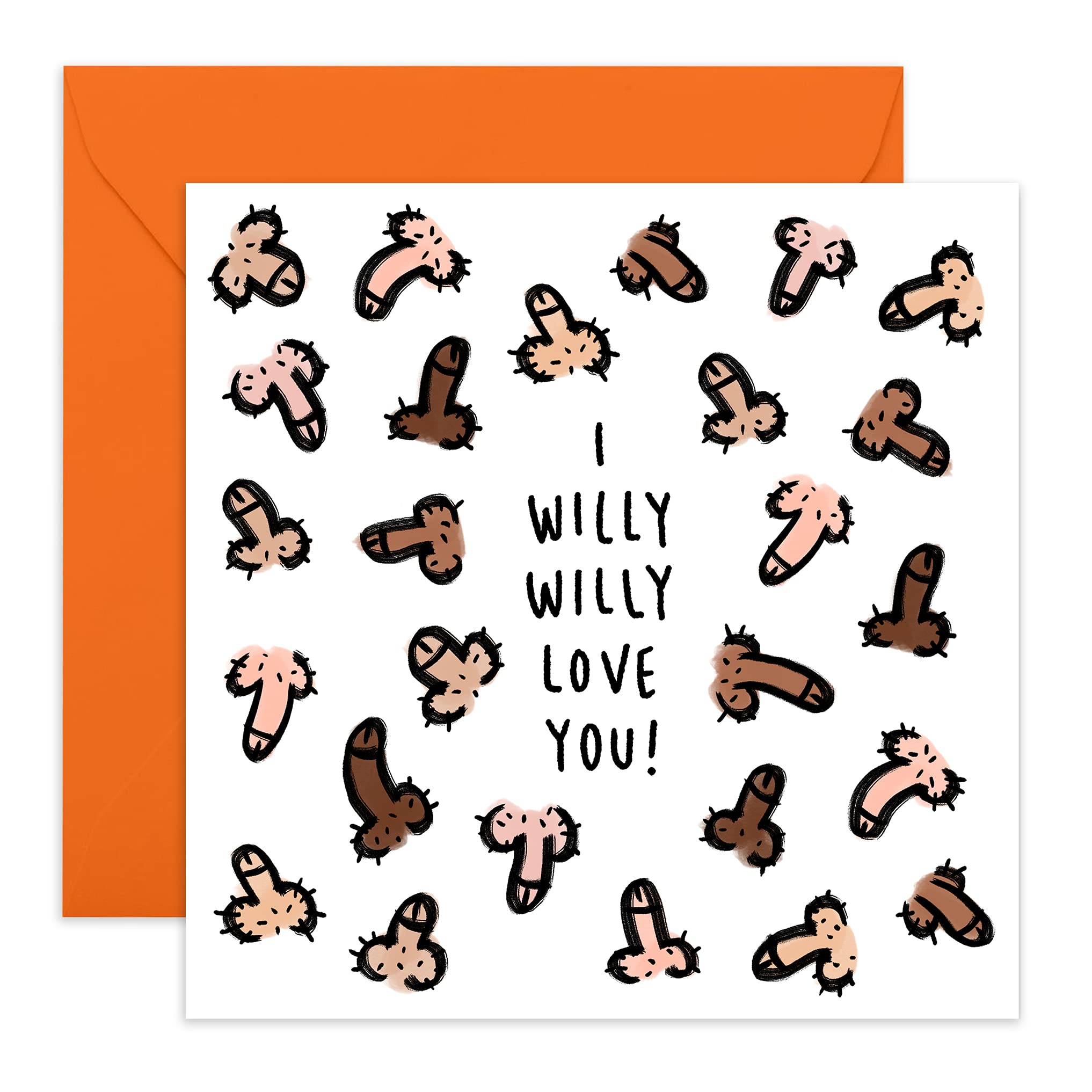 Valentines Day Card - 'I w*lly love you' - Funny Anniversary Card - Cheeky Rude Design - Comes with Fun Stickers
