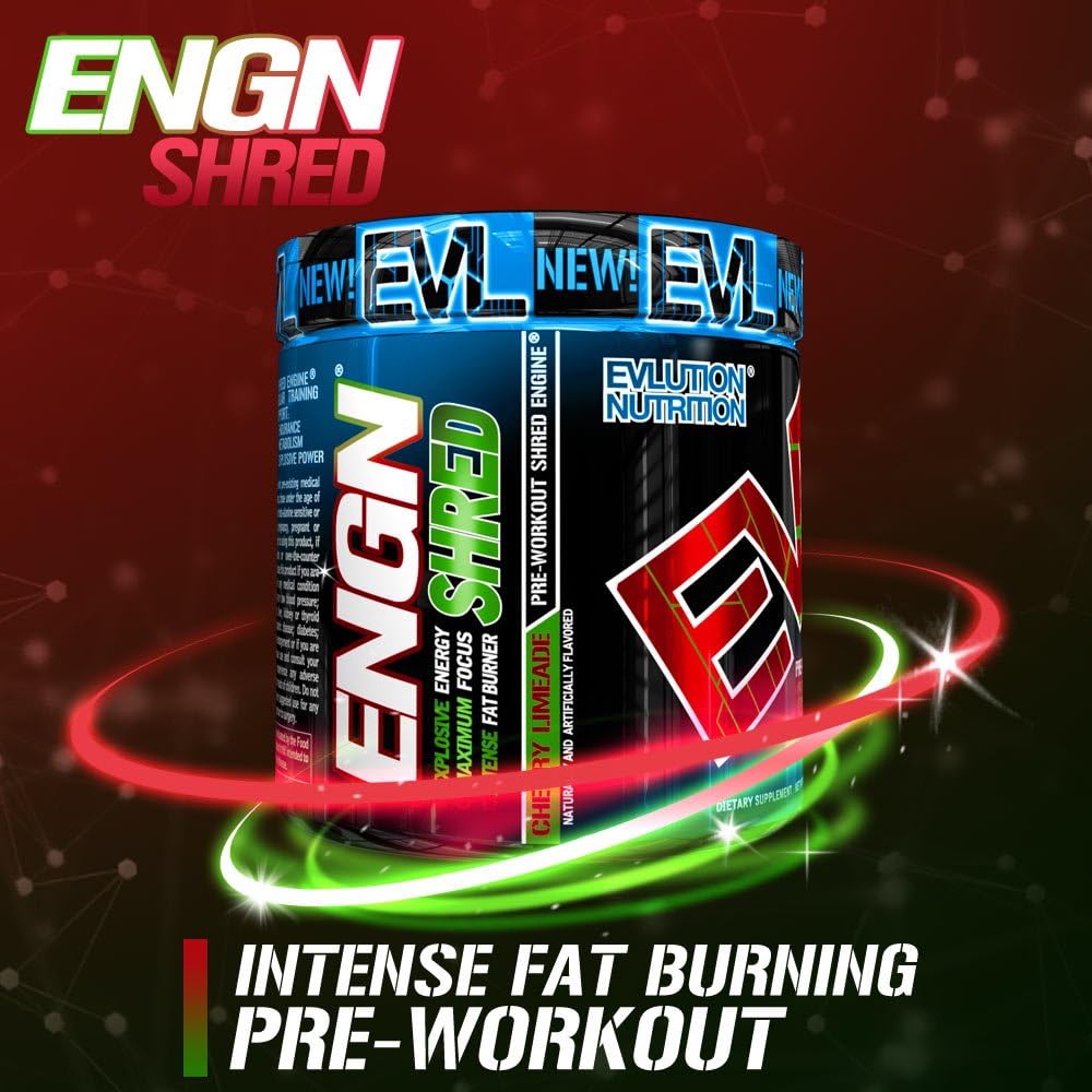 Evlution Nutrition ENGN Shred Pre Workout Thermogenic Fat Burner Powder, Energy, Weight Loss, 30 Servings (Cherry Limeade): Health & Personal Care