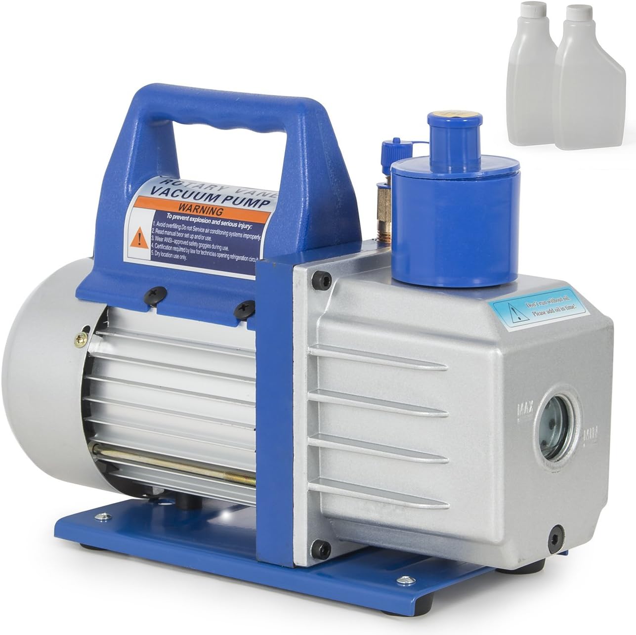 ARKSEN 1/2HP Rotary Vane 5CFM Vacuum Pump, Refrigerant HVAC A/C, 1Stage w/Vacuum Pump Oil, Blue