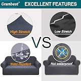 Granbest 3 Seater Water Repellent Sofa Cover Grey High Stretch Non Slip view 4