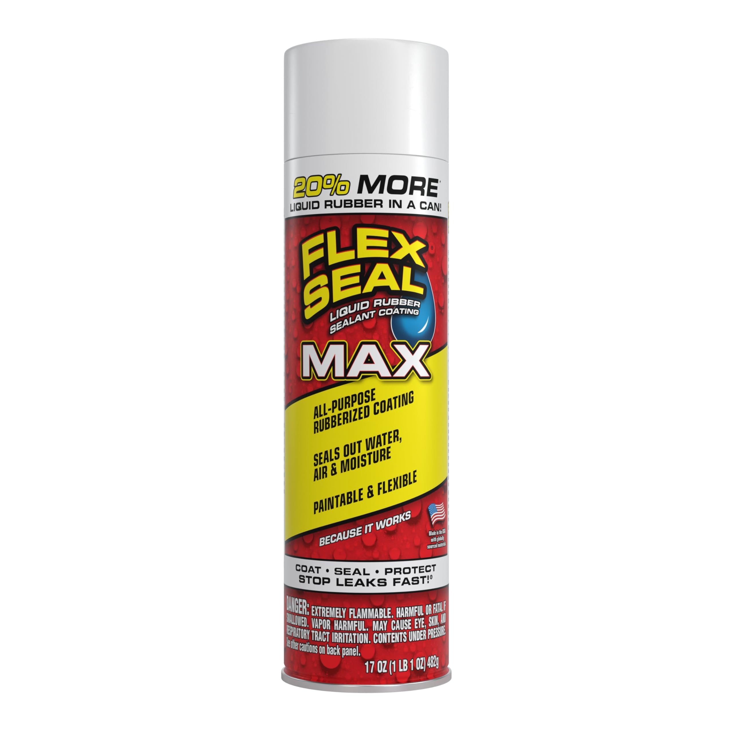 Flex Seal MAX, 17 oz, 1-Pack, White, Stop Leaks