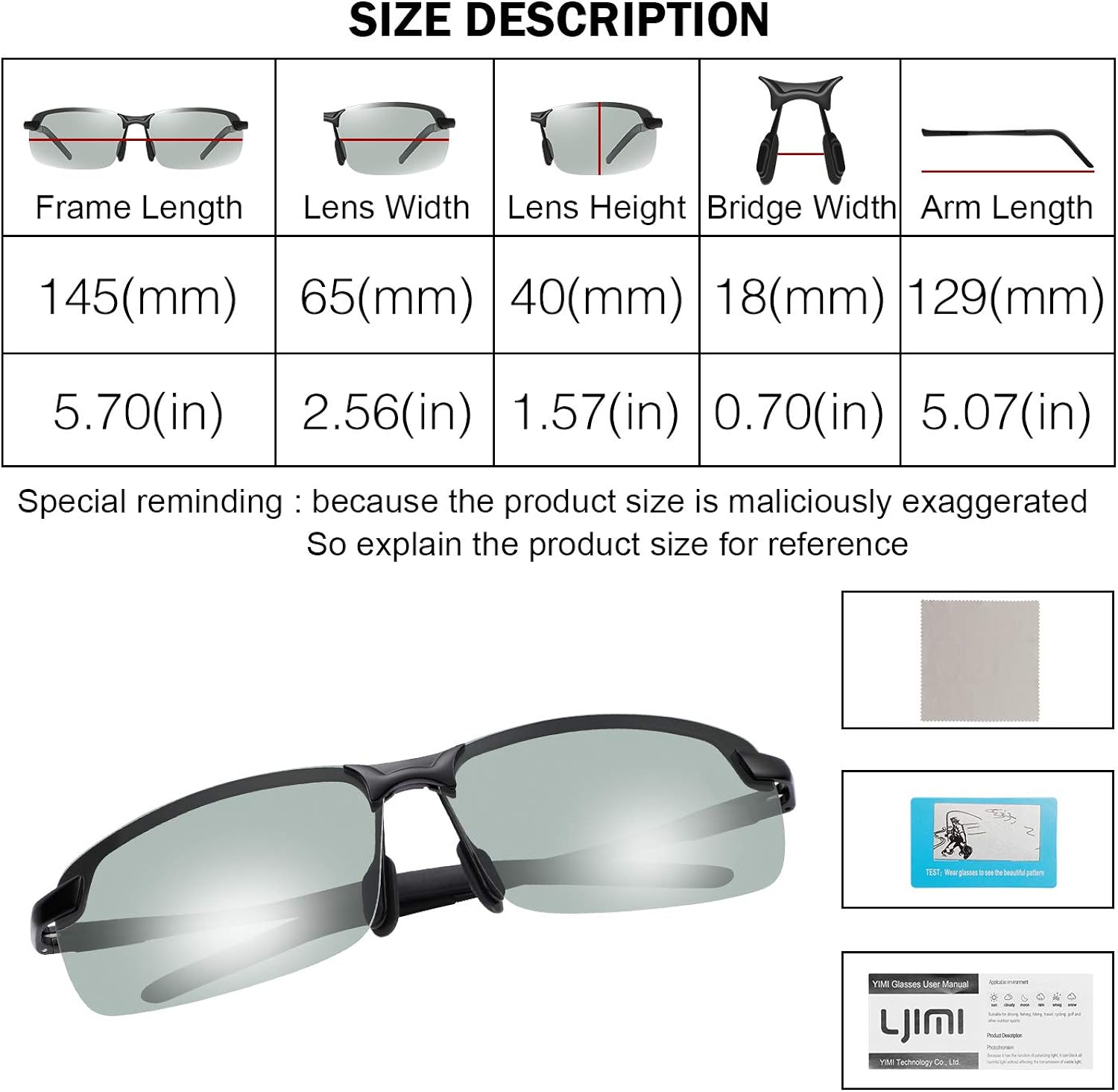 Polarized Photochromic Outdoor Sports Driving Sunglasses For Men Women UV400 at  Men’s Clothing store