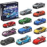 Yewkou 1:64 Scale Die-Cast Metal Toy Cars 12-Pack Vehicles Set, Includes Pickup, Racing Cars, Sports Cars for Display or Play, Great Gift for Kids Age 3 Years and Up (12 Pack)