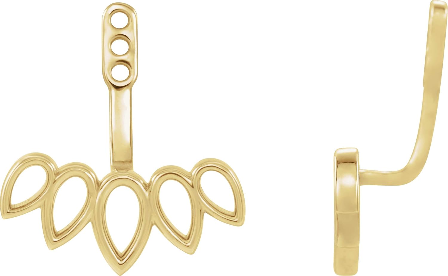 Solid 14K Yellow Gold Earring Jackets Jewelry