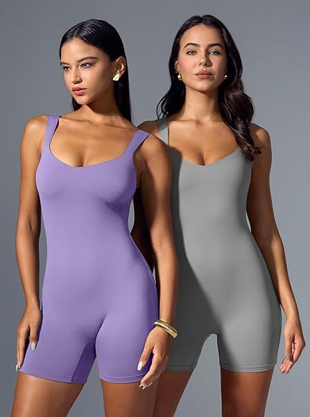 VILANVA ACTIVE SHORTS ROMPERS JUMPSUITS FOR WOMEN WORKOUT 2024 TUMMY CONTROL ONE PIECE L