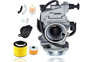 CALU LUKY JOD TRX350 Carburetor compatible with Honda Rancher 350 TRX350 350ES 350FE 350FMTE 350TM 2000-2006 atv 4 Stroke Carburetor with Black Throttle Base Cover+Air Filter+Oil Filter+Fuel Filter