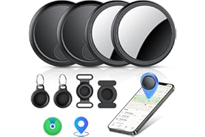 Air Tracker Tags-4 Pack Black, 2026 New [Apple MFi Certified], Bluetooth Tracker Work with Apple Find My (iOS Only), 100dB So