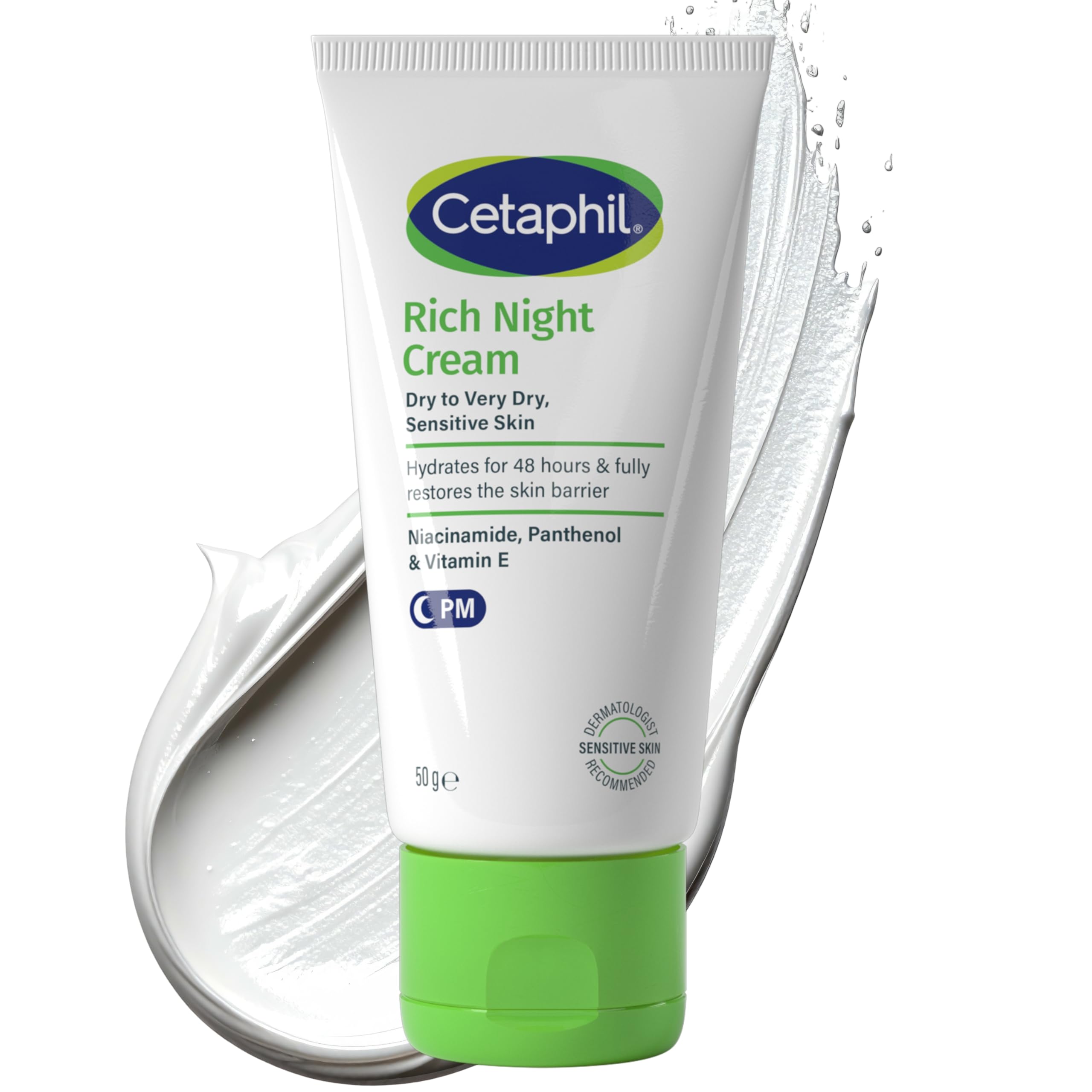 Cetaphil Rich Night Cream, 50g, For Dry To Very Dry, Sensitive Skin, With Niacinamide