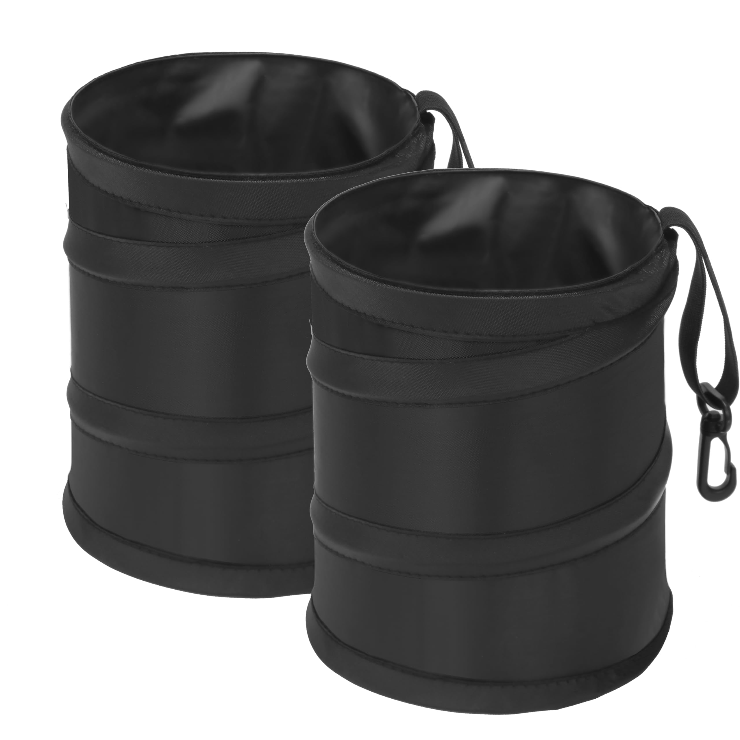 Photo 1 of Ginsco 2Packs 1 Gallon New Leakproof Car Trash Can, Mini Trash Can Pop-up Collapsible Hanging Car Trash Bin with Hook and Loop, Waterproof PEVA Liner Open-Top Garbage Can for Cars Home Office