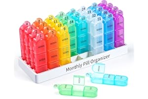 Zoksi Monthly Pill Organizer 3 Times a Day, One Month Pill Box Organizer Morn-Noon-Eve, 30 Day Pill Case for Travel, 31 Day Medicine Organizer with 32 Removable Compartments for All Meds